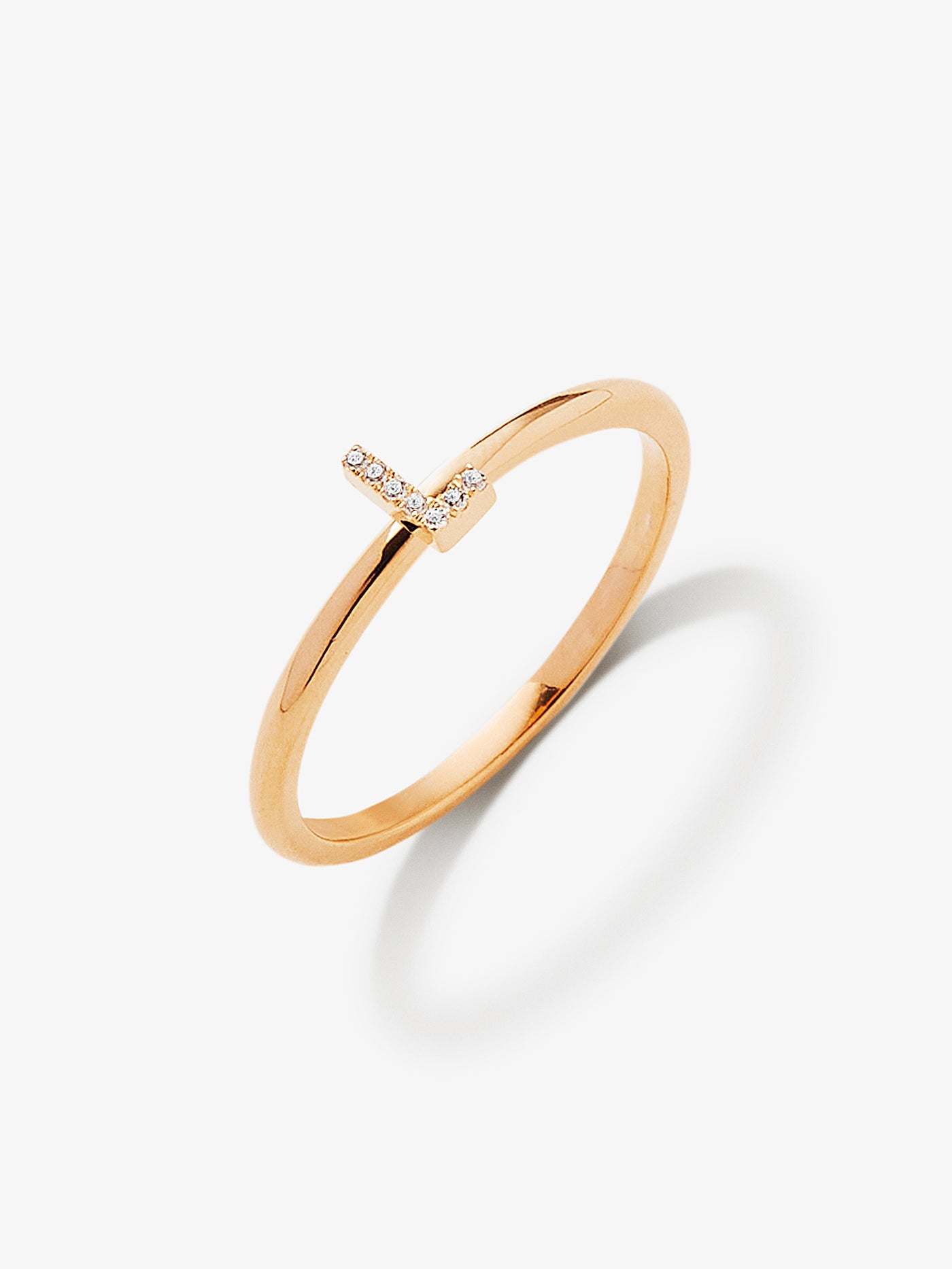 One Letter L Diamond Pinky Ring