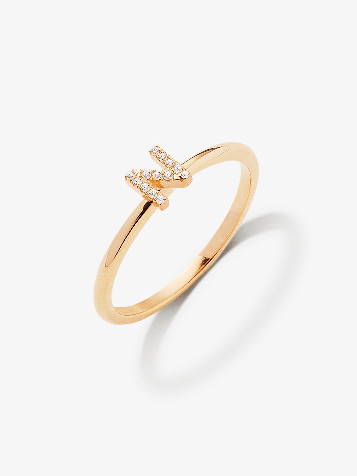 One Letter N Diamond Pinky Ring