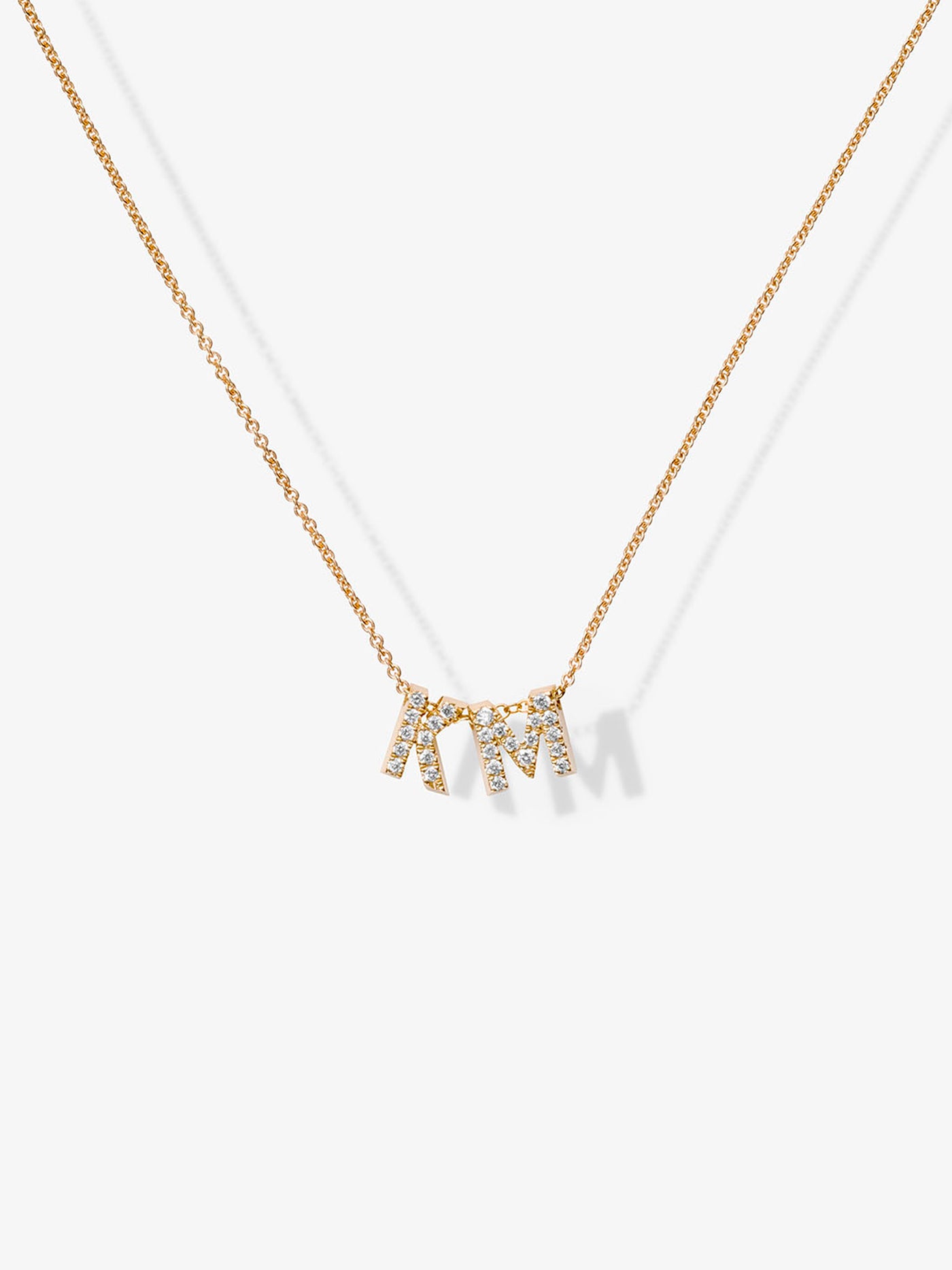 Two Letters Necklace in Diamonds and 18k Gold