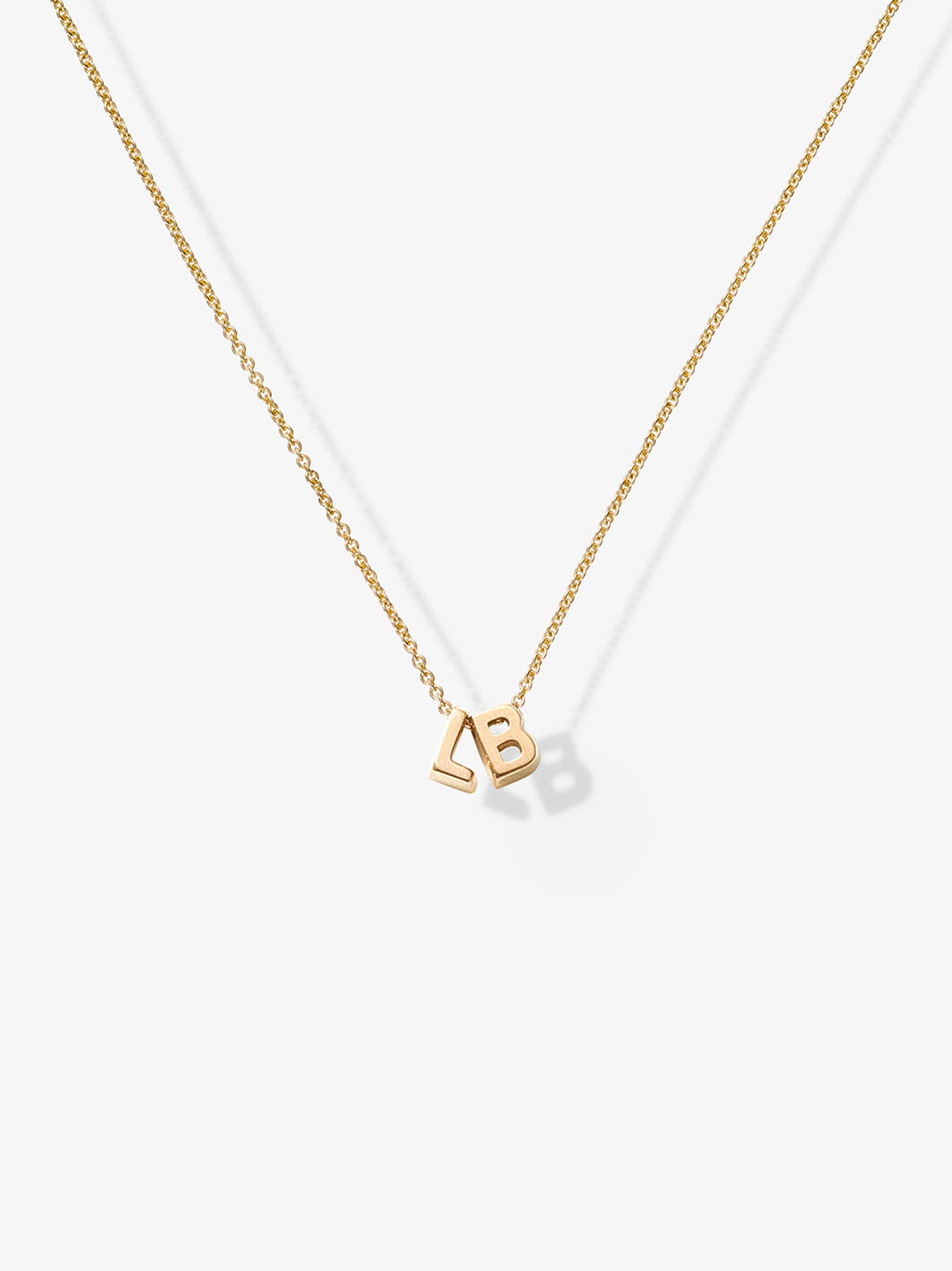 Two Letters Necklace in 18k Gold