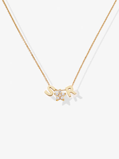 Two Letters Diamond Star 18-Karat Gold Necklace Product Photo
