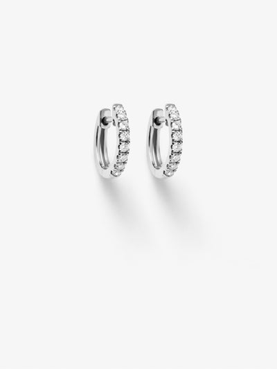 Huggie Earrings in Diamonds and 18k White Gold