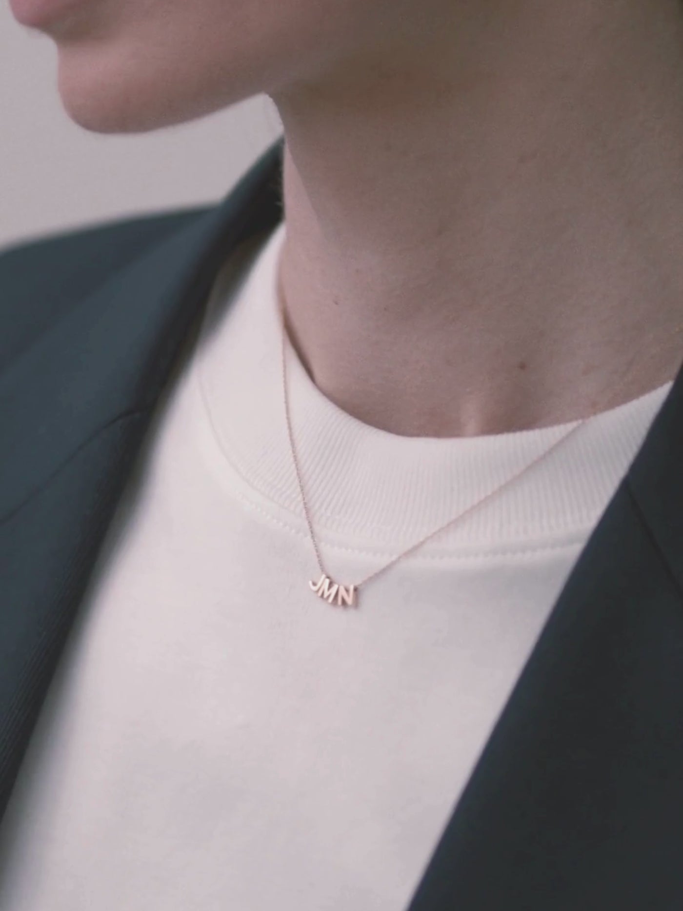 Three Letters Necklace in 18k Gold