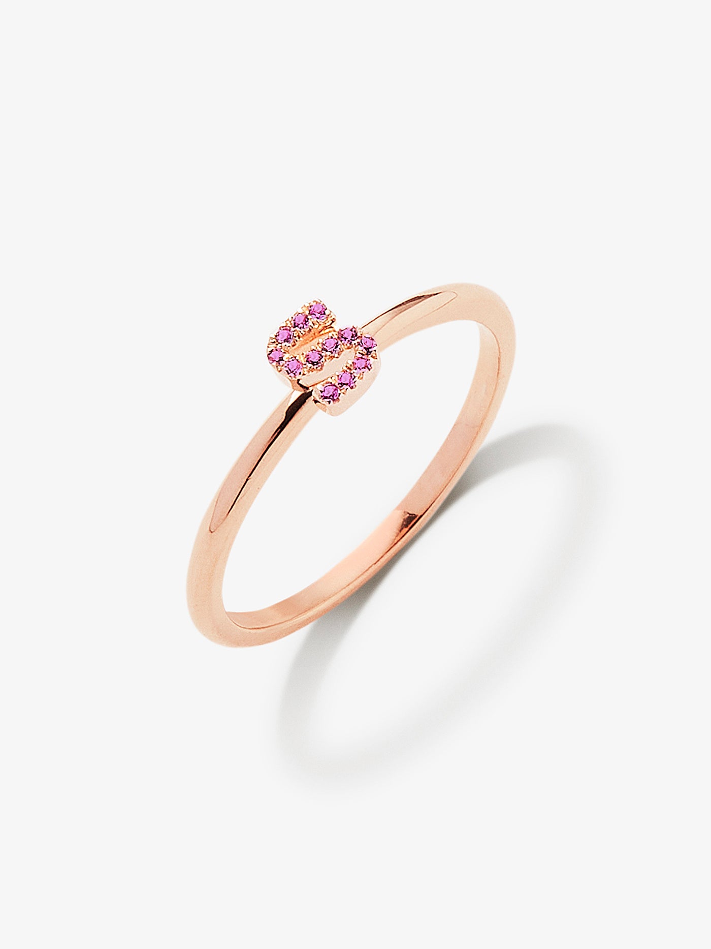 One Letter Pink Sapphire Ring