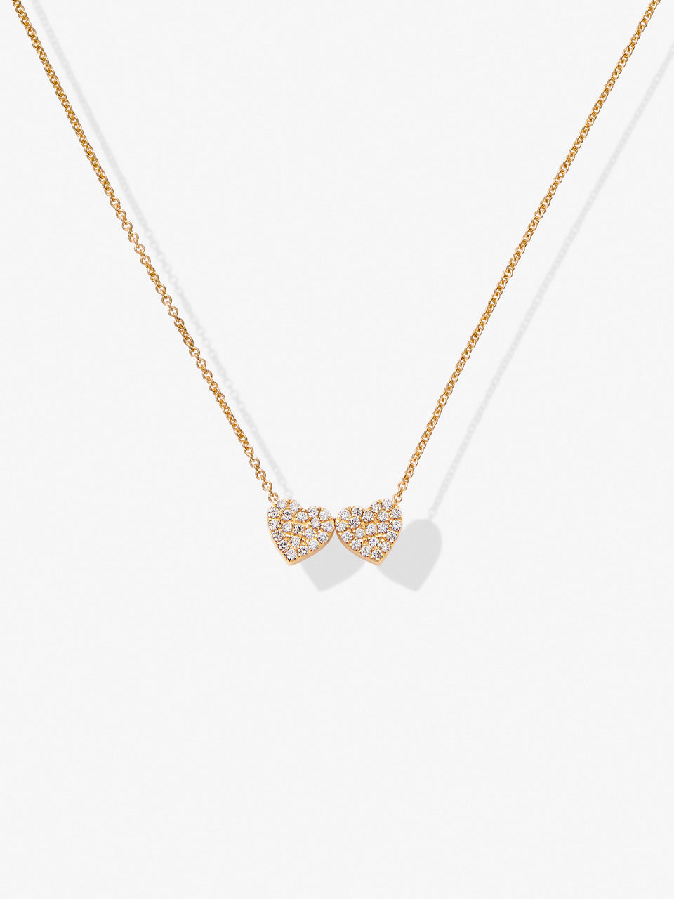Two Diamond Hearts 18-Karat Gold Necklace