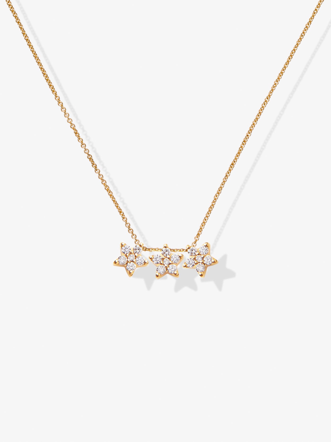 Three Diamond Stars 18-Karat Gold Necklace