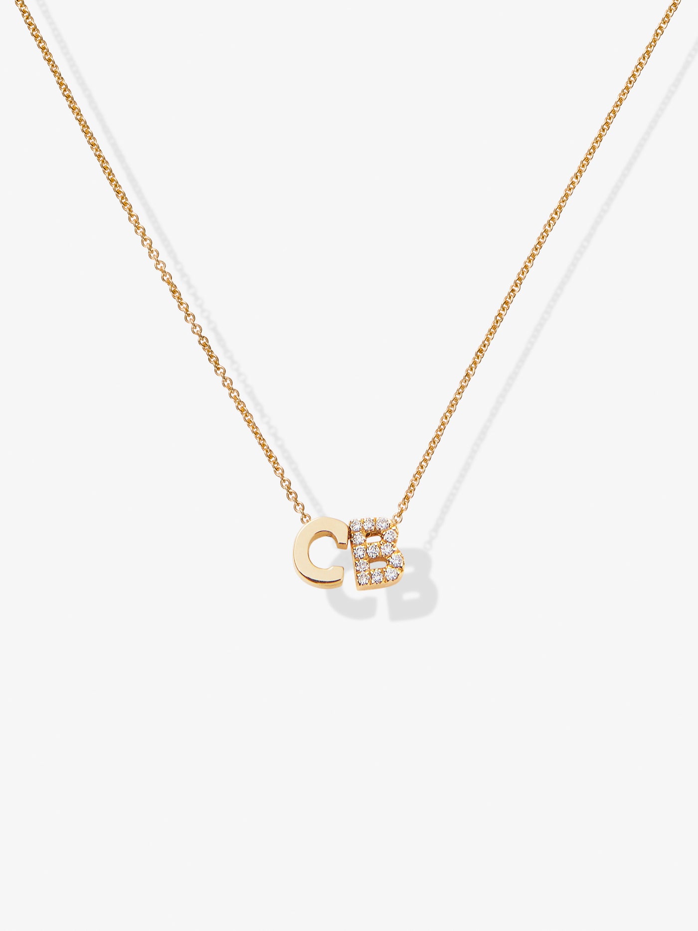 Two Letters Gold and Diamond 18-Karat Gold Necklace