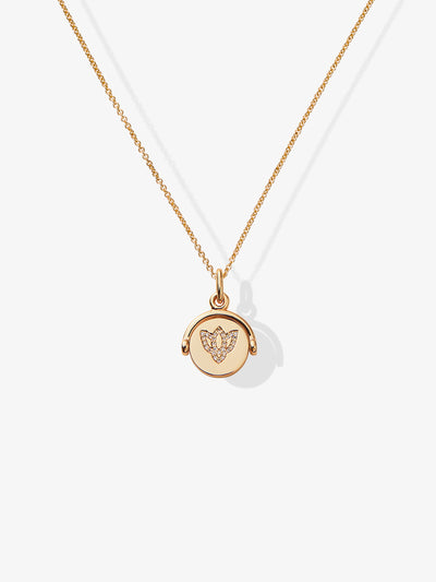 Diamond Lotus 18-Karat Gold Spinner Necklace